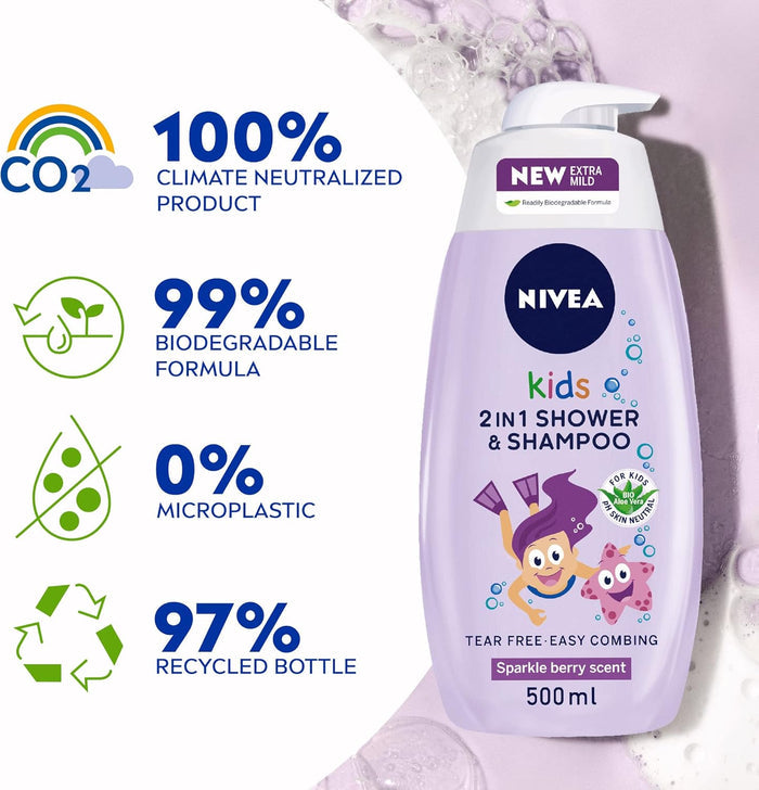 Nivea Kids 2 In 1 Shower & Shampoo (500ml)