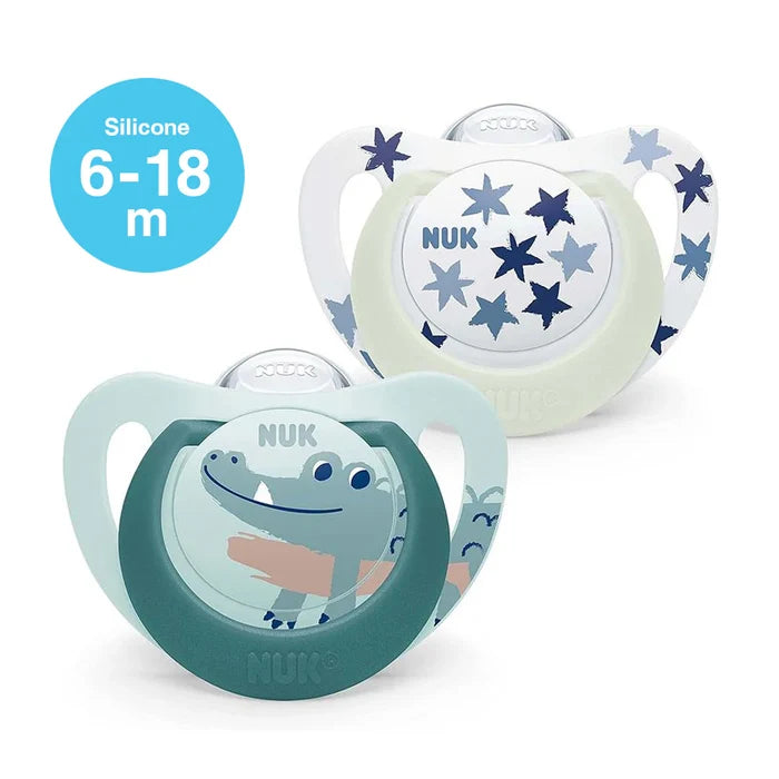 NUK Star Day & Night Silicone Soother Pacifier - Pack of  2 (6-18 Months)