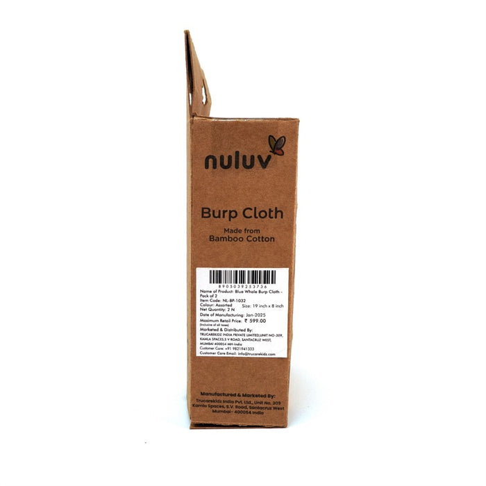 Nuluv Baby Burp Cloth (Blue Whale And Stars) - Pack of 2