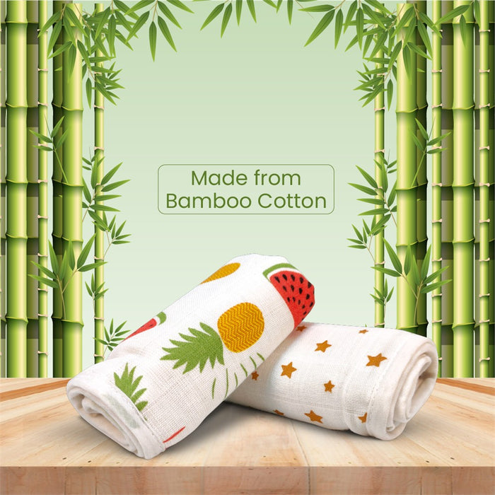 Nuluv Baby Burp Cloth (Yellow Pineapple And Stars) - Pack of 2