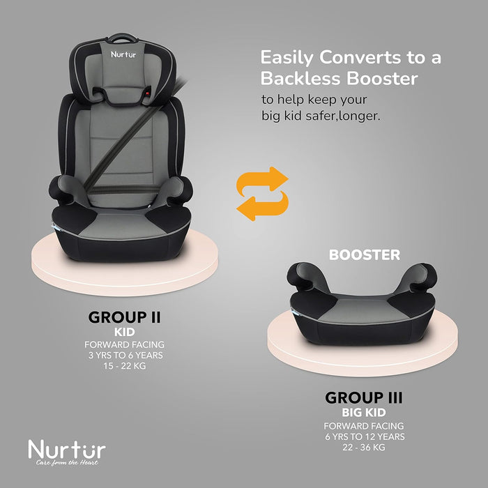 Nurtur 3-in-1 Jupiter Toddler Car Seat & Booster Seat – Grey