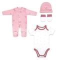 Nurtur 4-Piece Newborn Gift Set - Cotton Sleeper & Bodysuit