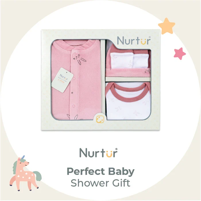 Nurtur 4-Piece Newborn Gift Set - Cotton Sleeper & Bodysuit
