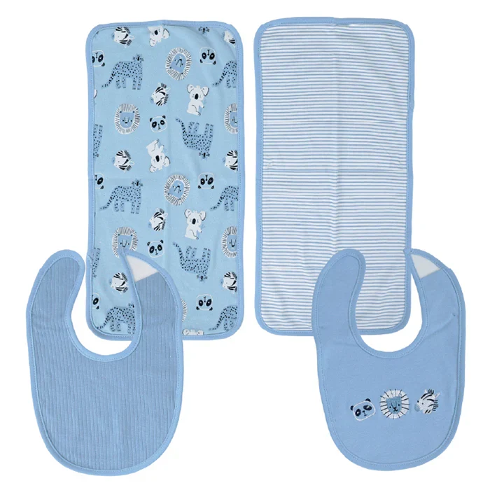 Nurtur Baby Bib & Burp Cloth Set (2 Bibs + 2 Burp Cloths)