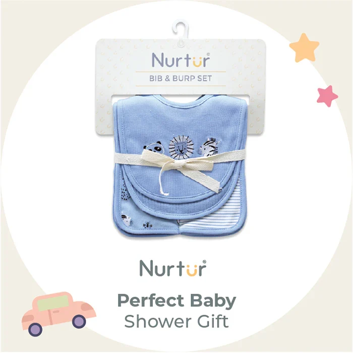 Nurtur Baby Bib & Burp Cloth Set (2 Bibs + 2 Burp Cloths)