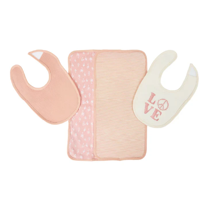 Nurtur Baby Bib & Burp Cloth Set (2 Bibs + 2 Burp Cloths)