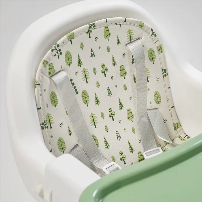 Nurtur High chair, Storage Basket, Lockable Wheels, Detachable Tray (Green)