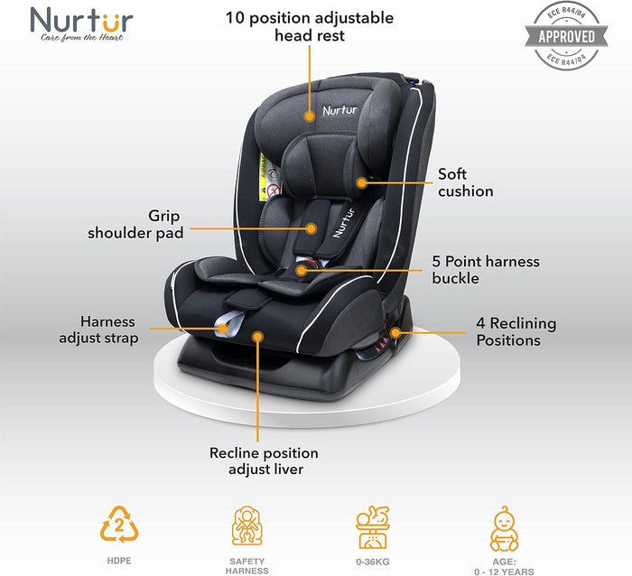 Nurtur Otto 4 In 1 Car Seat (Black, 0-3y)