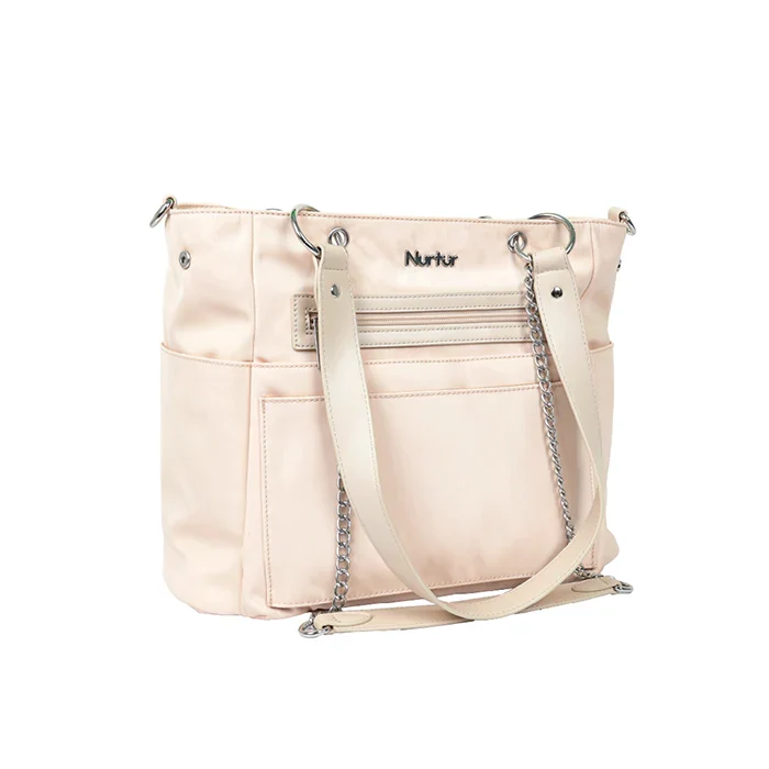 Nurtur Regalia 6 In 1 Diaper Bag - Beige (Bottle Insulator, Changing Pad, Pouches)