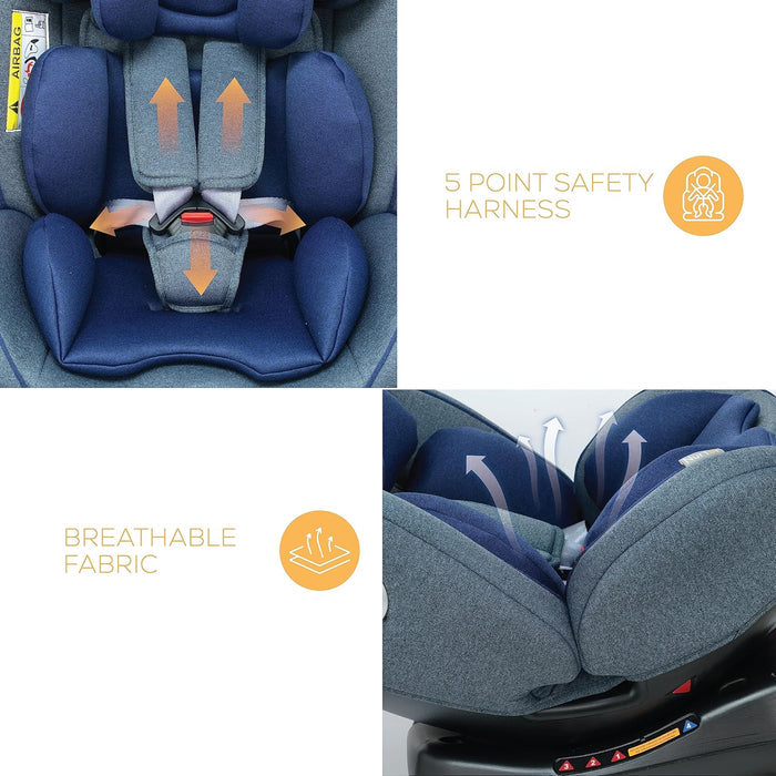 Nurtur Ultra 360° ISOFIX Car Seat & Anchor Leg (Navy, 0-3y)