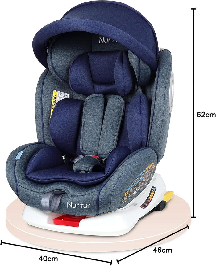 Nurtur Ultra 360° ISOFIX Car Seat & Anchor Leg (Navy, 0-3y)
