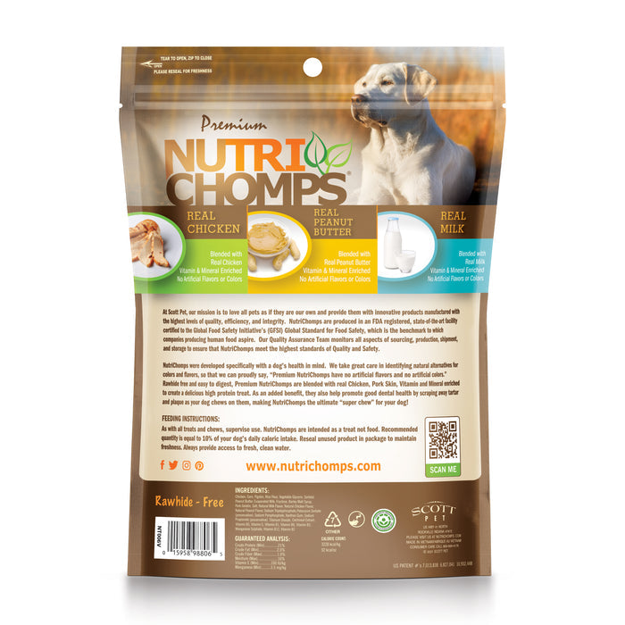 NutriChomps 4-inch Assorted Real Milk, Chicken and Peanut Butter Knots, 9 count Dog Chews