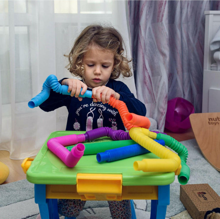 Nutty Toys 8pk Pop Tubes Sensory Toys (Large) Fine Motor Skills Learning Toddler Toy for Kids