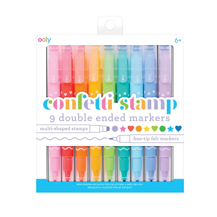 Ooly Confetti Stamp Double Ended Markers (Set of 9)