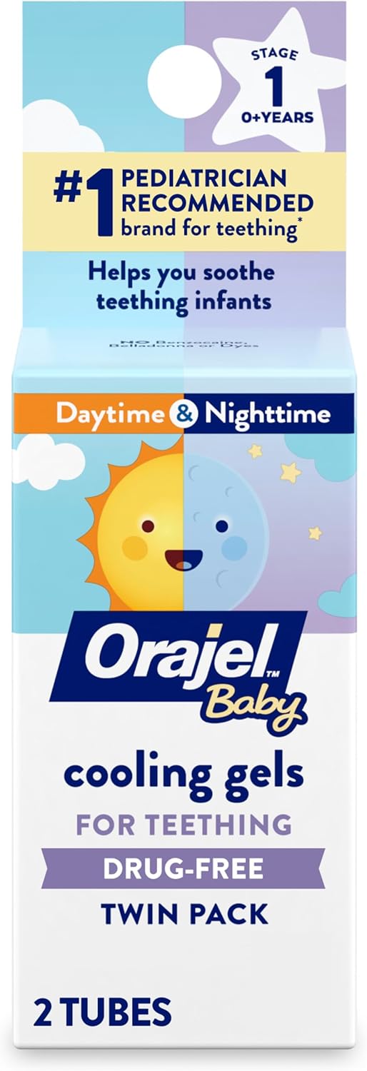 Orajel Baby Daytime & Nighttime Cooling Gels for Teething, Drug - Free
