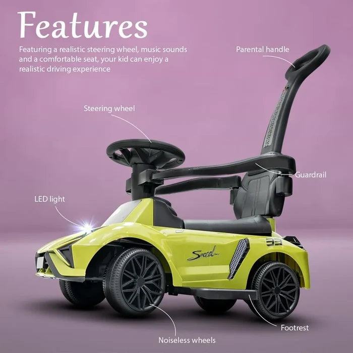 Orbic Kids Ride On Push Car for Kids with Light & Music – Green