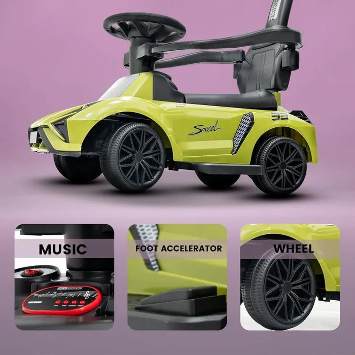 Orbic Kids Ride On Push Car for Kids with Light & Music – Green