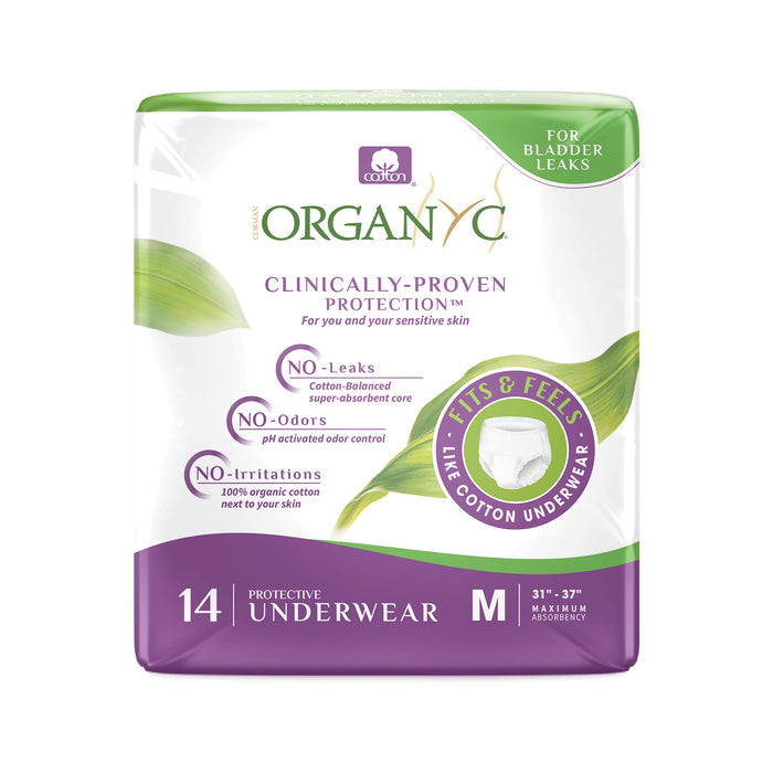 Organyc Protective Underwear 100% Organic Cotton (Medium, 14pcs)