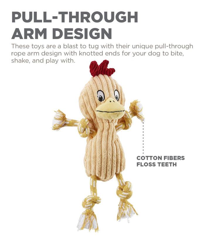 Outward Hound Ranch Roperz Chicken Dog Toy Yellow Small