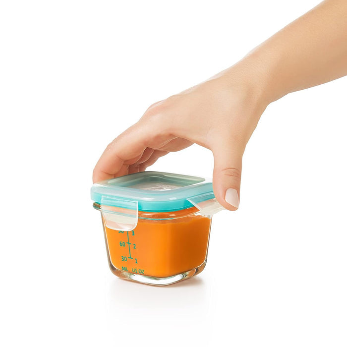 OXO Tot Glass Baby Blocks Food Storage Containers - Teal (4oz)