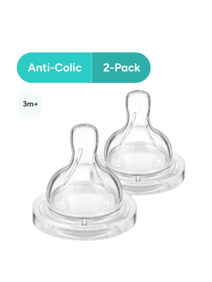Philips Avent Anti Colic Teats (3 Months) - Pack of 2