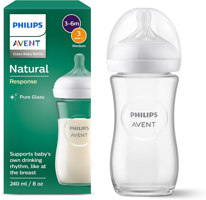 Philips Avent Natural Glass Feeding Bottle (3-6m, 240ml)