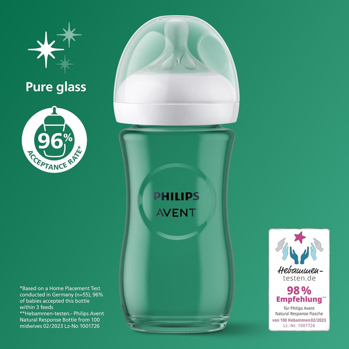 Philips Avent Natural Glass Feeding Bottle (3-6m, 240ml)