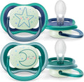 Philips Avent Soother Anti Colic Teats Glow In The Dark (Boy, 6-18 Months) - Pack of 2
