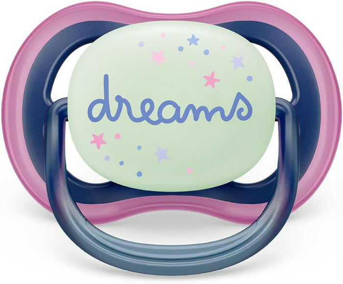 Philips Avent Soother Anti Colic Teats Glow In The Dark (Girl, 6-18 Months) - Pack of 2