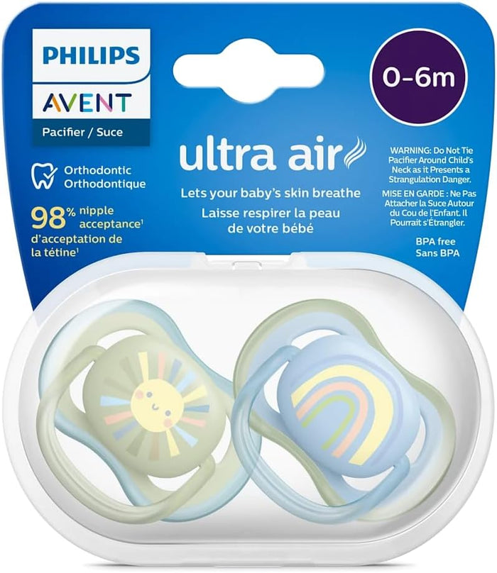 Philips Avent Ultra Air Pacifier (Boy, 0-6 Months) - Pack of 2