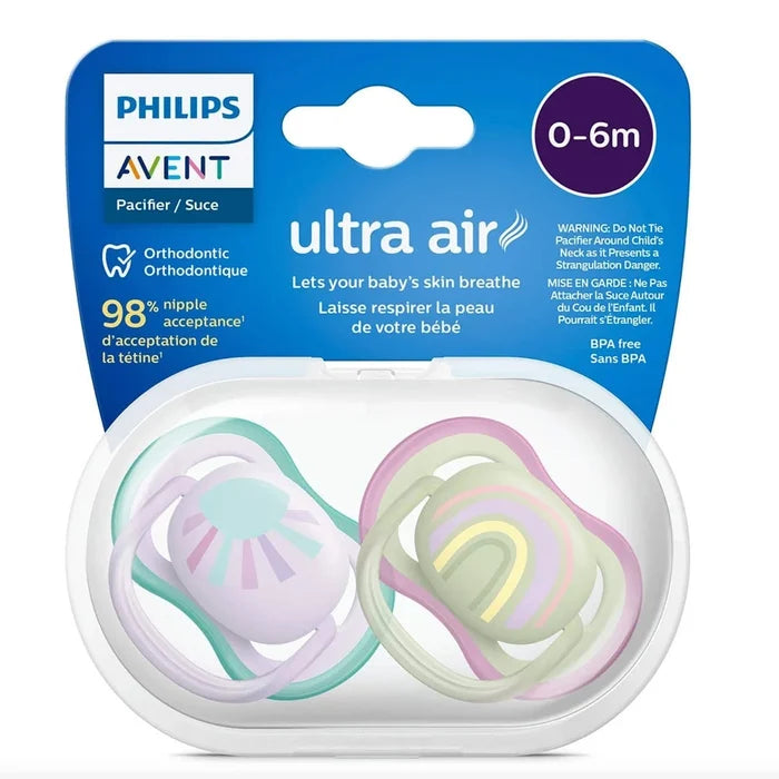 Philips Avent Ultra Air Pacifier (Girl, 0-6 Months) - Pack of 2