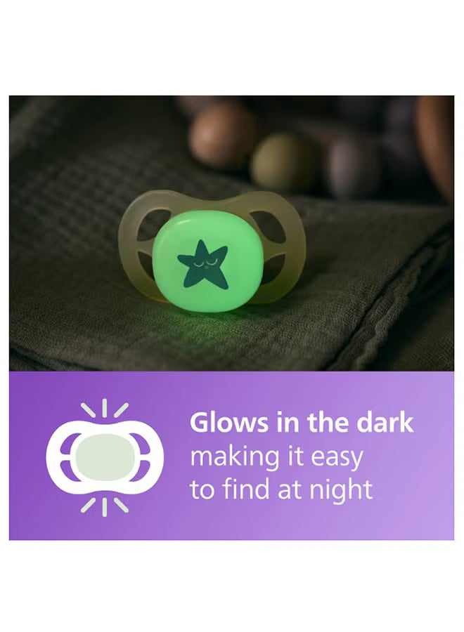 Philips Avent Ultra Start Night Time Glow In The Dark Soother (0-2m, Girl) - Pack of 2
