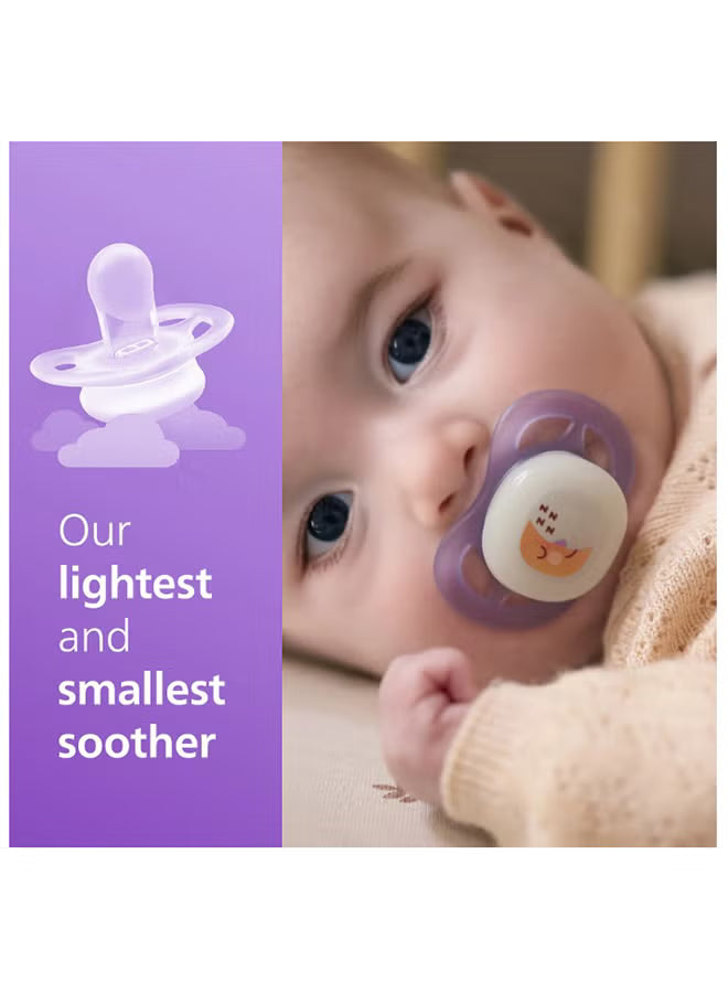 Philips Avent Ultra Start Night Time Glow In The Dark Soother (0-2m, Girl) - Pack of 2