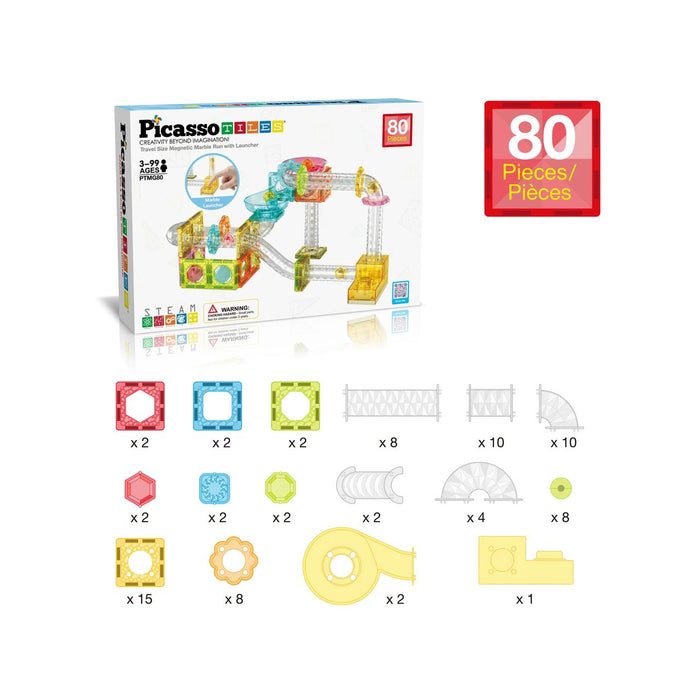 Picasso Magnetic Marble Run Launchr 80Pc