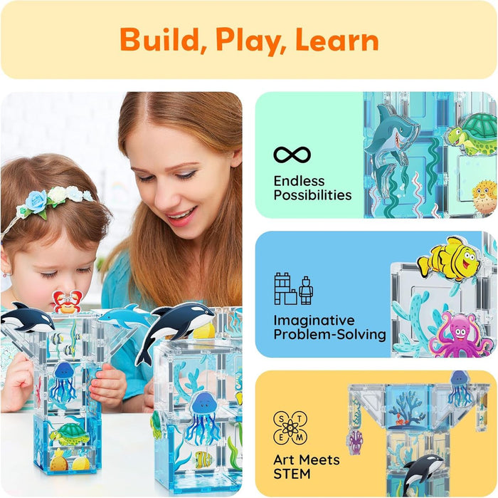 Picasso Magnetic Tiles Aquarium 52Pcs