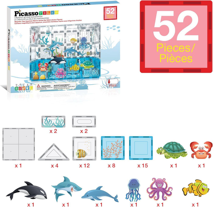 Picasso Magnetic Tiles Aquarium 52Pcs