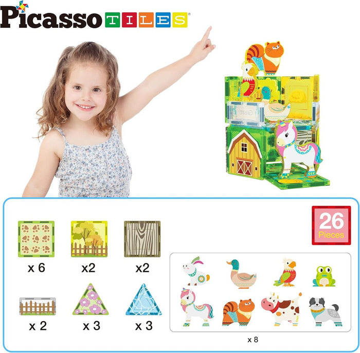 Picasso Magnetic Tiles Farm Set (26 Pcs)