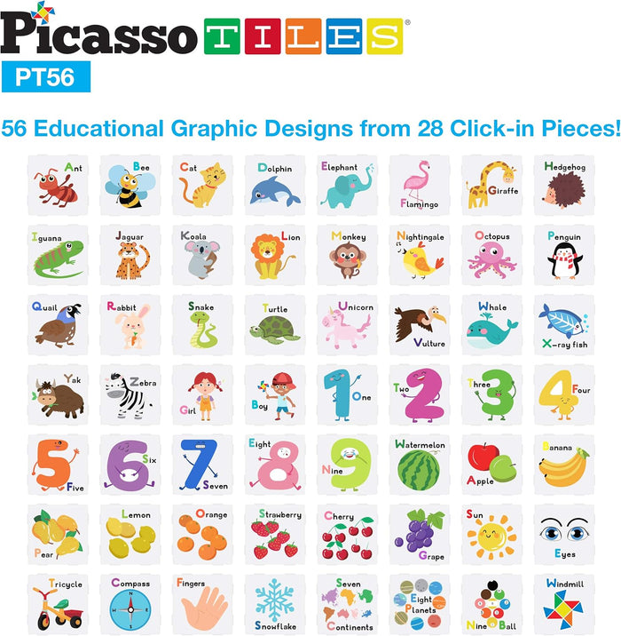 Picasso Magnetic Tiles Fund & Cog (56 Pcs)