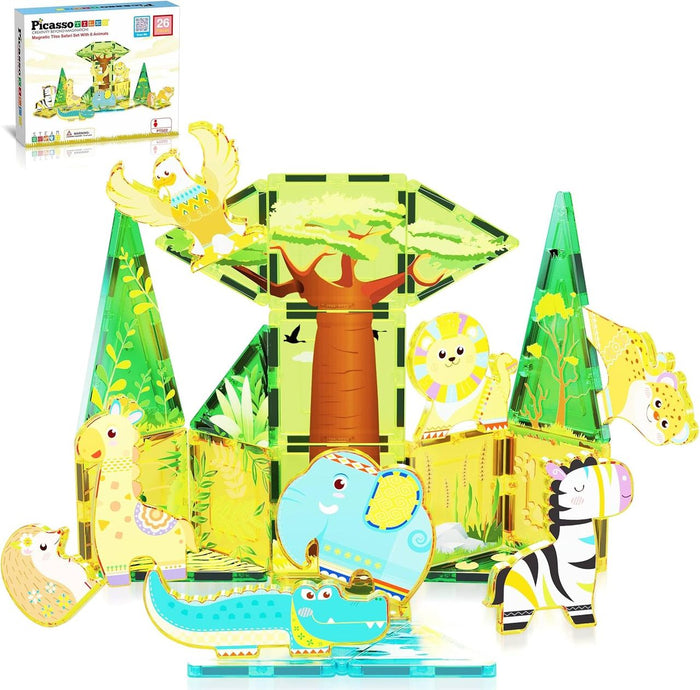 Picasso Magnetic Tiles Safari Set (26 Pcs)