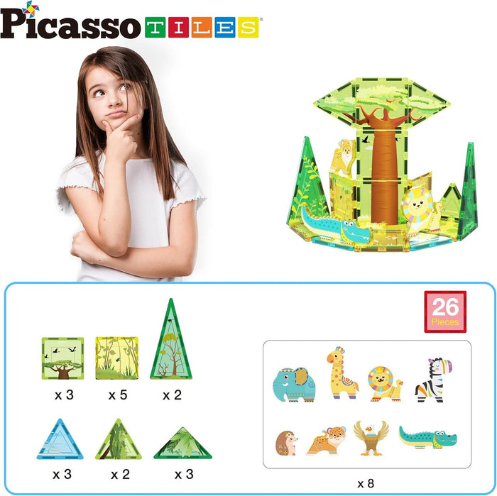 Picasso Magnetic Tiles Safari Set (26 Pcs)