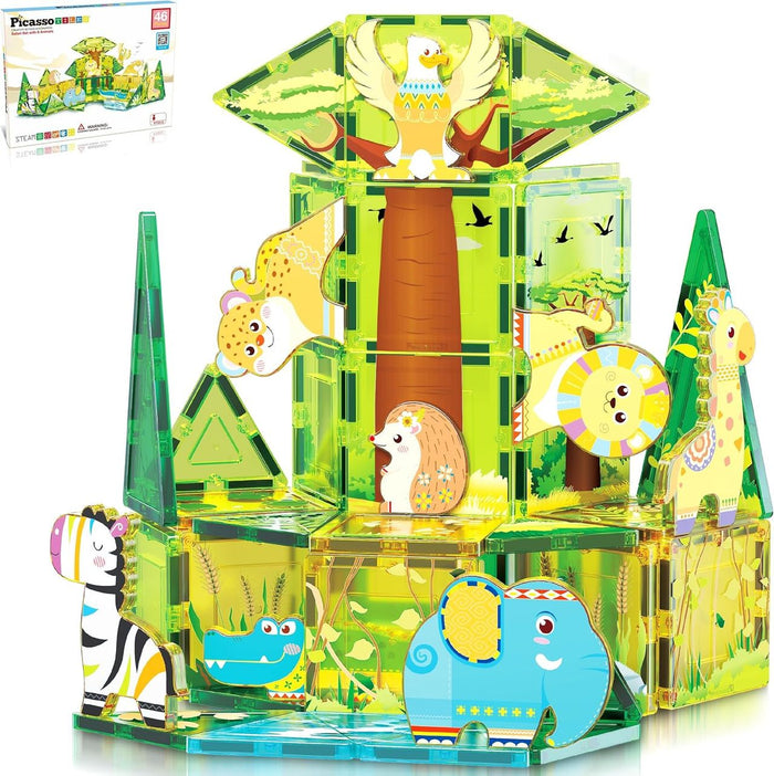 Picasso Magnetic Tiles Safari Set (46 Pcs)