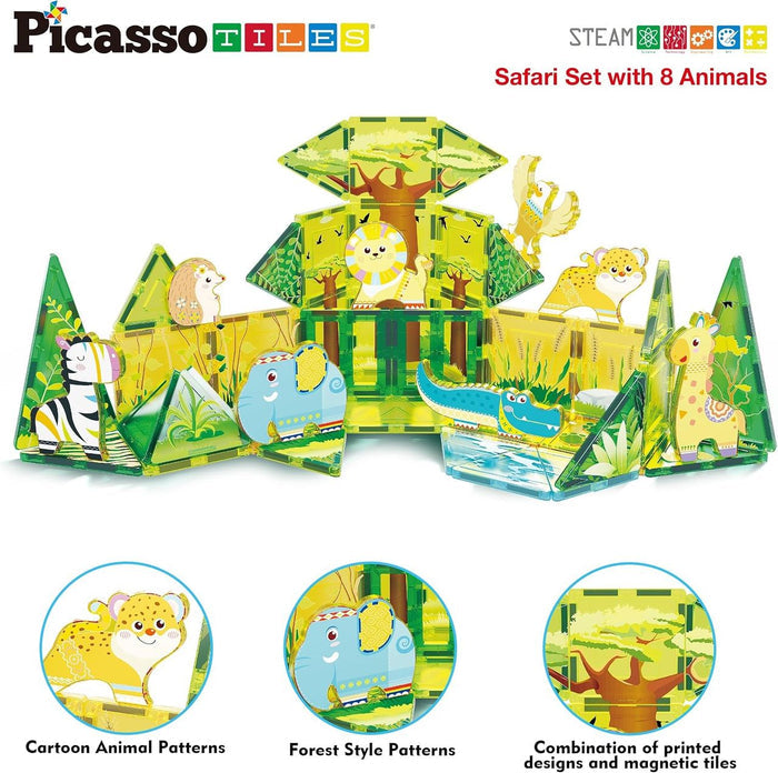 Picasso Magnetic Tiles Safari Set (46 Pcs)