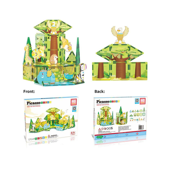 Picasso Magnetic Tiles Safari Set (46 Pcs)