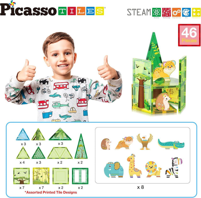 Picasso Magnetic Tiles Safari Set (46 Pcs)