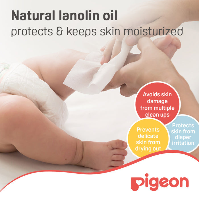 Pigeon Moisturizing Wipes With Lanolin 70'S