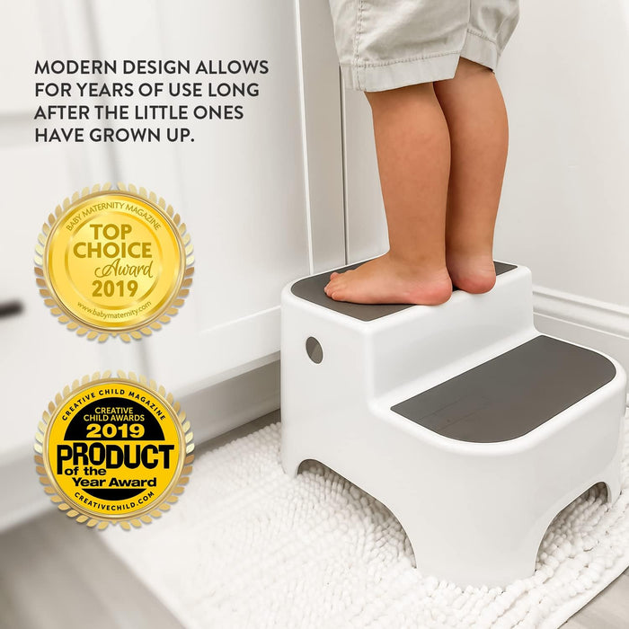 Prince Lionheart Dual Height UPPY2 Step Stool, Perfect Step Stool for Potty Training (Galactic Grey)