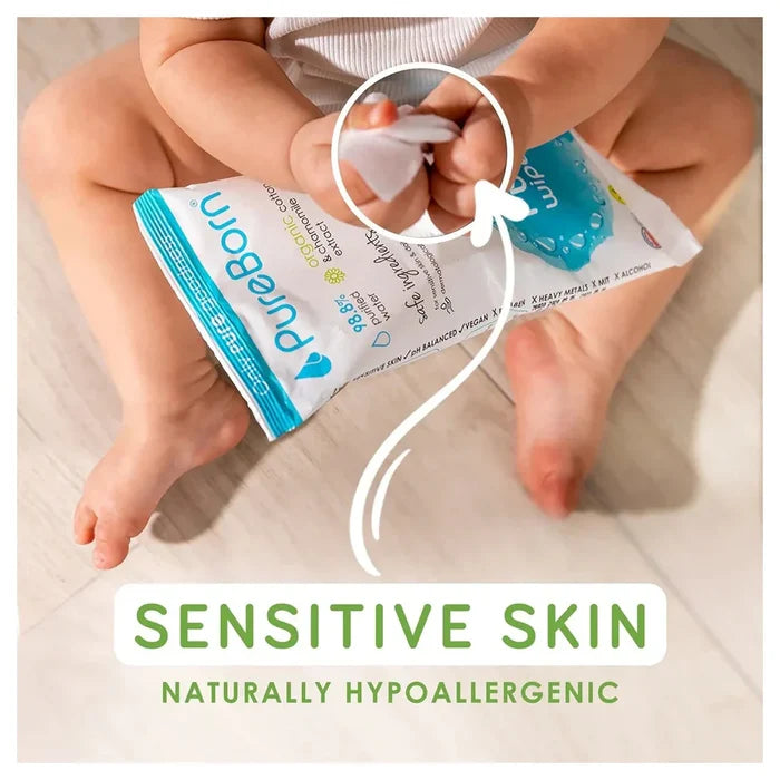 Pureborn Baby Wipes Infused with Organic Chamomile (720 Wipes)