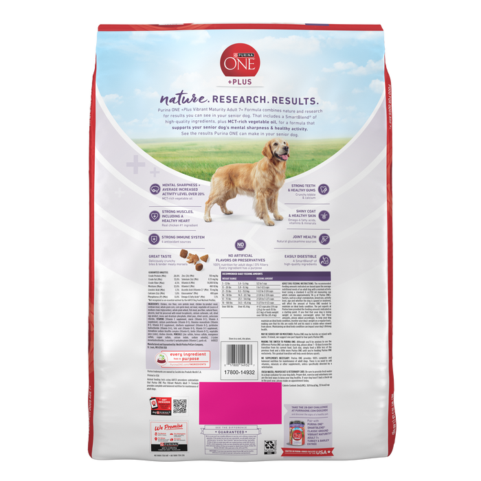 Purina ONE High Protein Dry Senior Dog Food Plus Vibrant Maturity Adult 7 Plus Formula