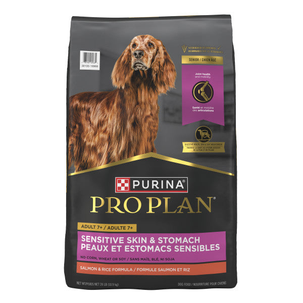 Purina Pro Plan Sensitive Skin and Stomach Dry Dog Food Senior Adult 7 Plus Salmon and Rice Formula