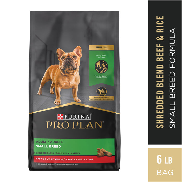 Purina Pro Plan Specialized Shredded Blend Beef & Rice Formula High Protein Small Breed Dry Dog Food